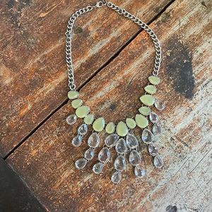 Green stone necklace in silver chain